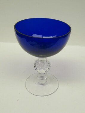 Morgantown Glass Ritz Blue Cobalt GOLF BALL 4 7/8 Inch Tall Sherbet Champagne